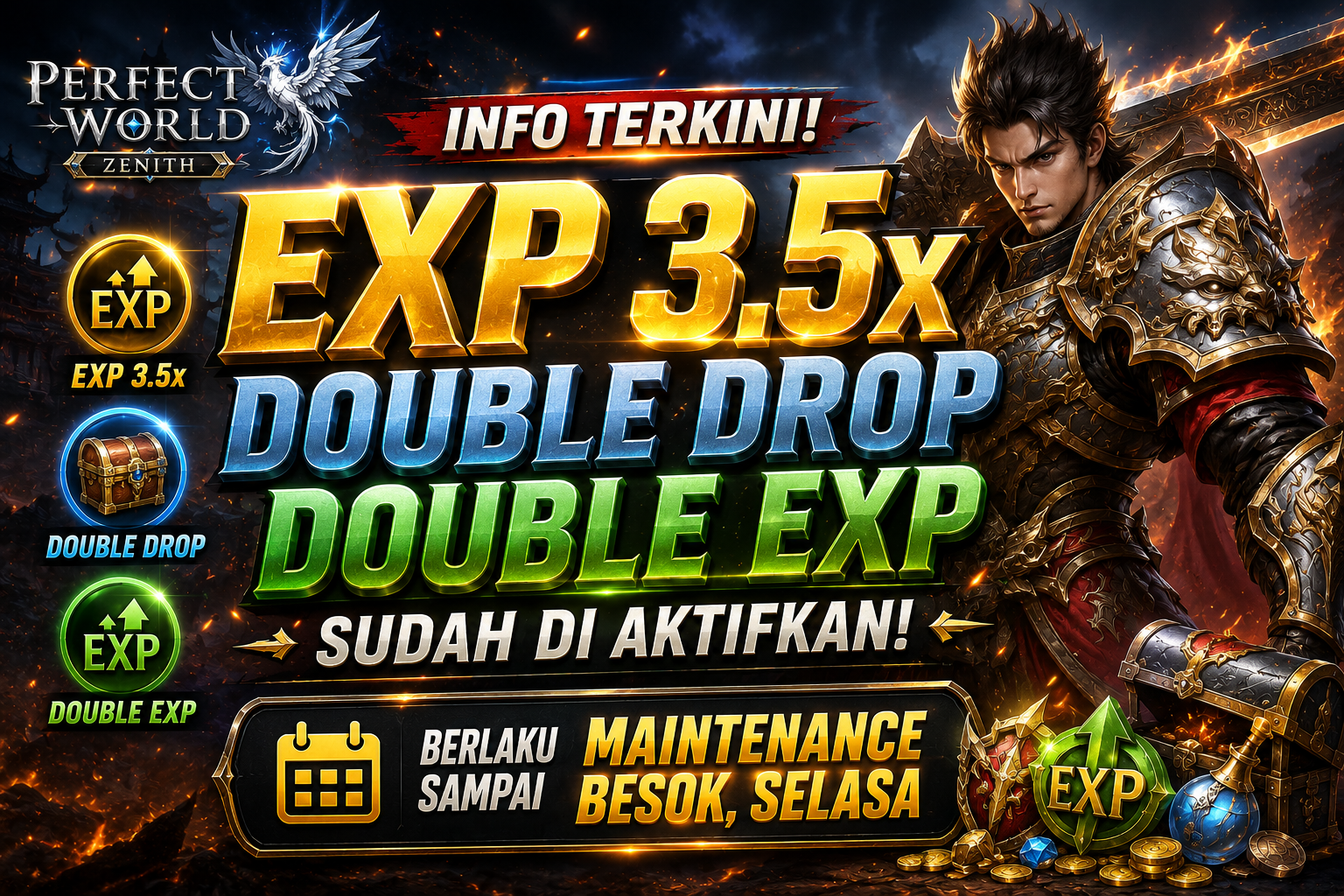 EXP 3.5x, Double Drop & Double EXP Telah Aktif! 🎉